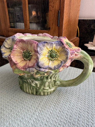 Ceramic Floral Tea Pot / No Lid /  Made in Italy
