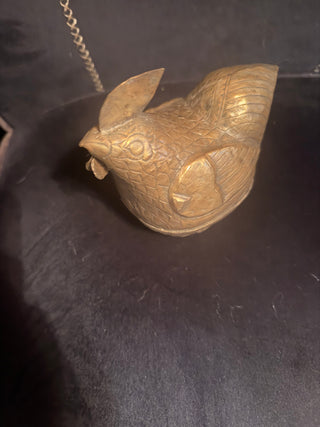 VVintage Asian Brass & Silver-Tone Bird Betel Nut Box – Chicken / Hen