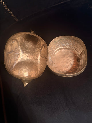 VVintage Asian Brass & Silver-Tone Bird Betel Nut Box – Chicken / Hen