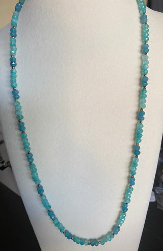 Teal/turquoise/gold beaded necklace