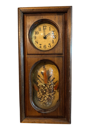Vintage 1982 Floral Shadow Box Wall Clock