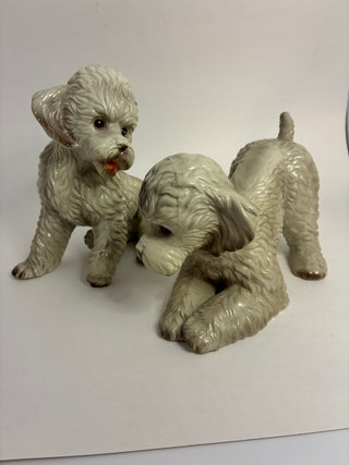 Vintage Royal Crown Japan Porcelain Bichon Frise / Poodle Figurines - Set of 2