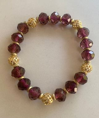 Purple and gold beaded bracelet