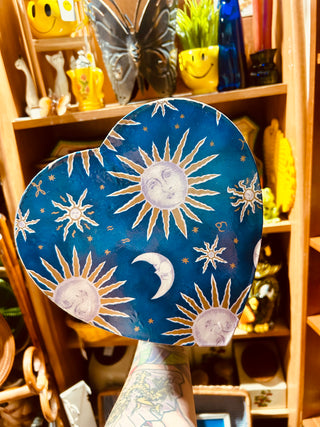 Vtg 90s Celestial Sun and Moon Heart Shaped Box