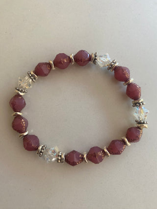 Dark mauve, crystal, silver   Bracelet