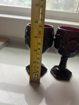 Set of 2 mini Avon 1876 Cape Cod Ruby Red Glass Goblet