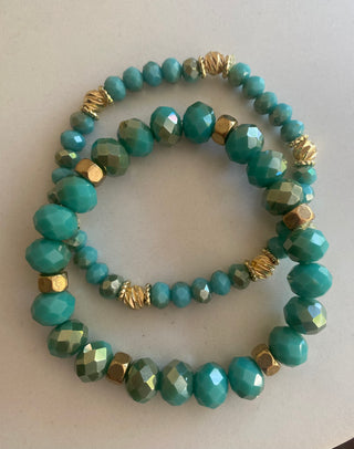 Turquoise and champagne bracelets