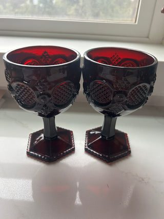 Vtg.  Avon 1876 Cape Cod Ruby Red Glass Goblet