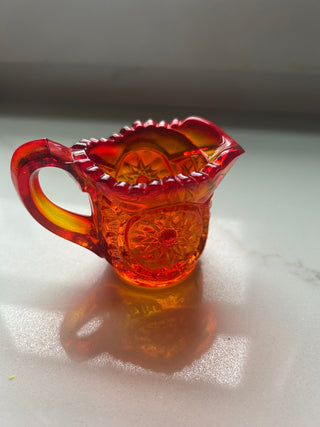 vintage L.E. Smith Miniature Pitcher Creamer in the Sunset Amberina