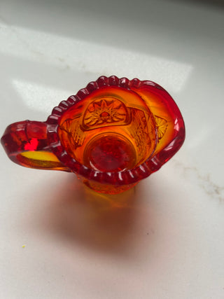 vintage L.E. Smith Miniature Pitcher Creamer in the Sunset Amberina