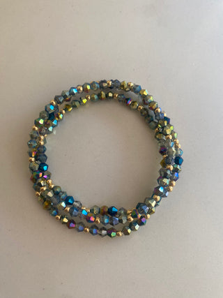 Blue green and gold bracelets