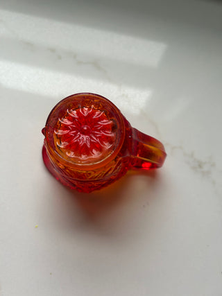 vintage L.E. Smith Miniature Pitcher Creamer in the Sunset Amberina