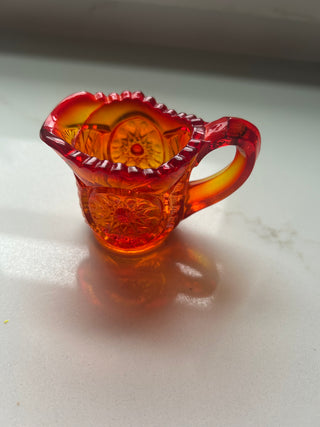 vintage L.E. Smith Miniature Pitcher Creamer in the Sunset Amberina