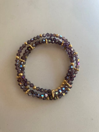 Purple beaded bracelet set of 3