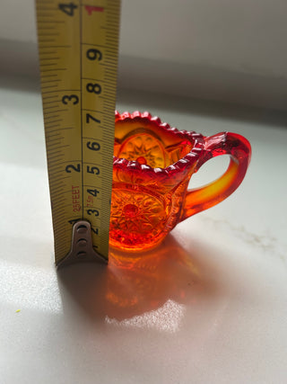 vintage L.E. Smith Miniature Pitcher Creamer in the Sunset Amberina