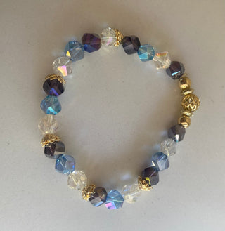 Purple/gold/blue/crystal bracelet