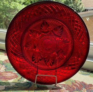 Vintage Luminarc Antique Ruby Pressed Cut Gothic Patterm Durand Cristal d'Arques