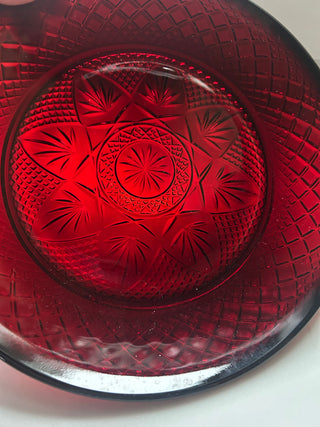 Vintage Luminarc Antique Ruby Pressed Cut Gothic Patterm Durand Cristal d'Arques