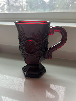 Vintage Avon 1876 Cape Cod Collection~Ruby Red~Footed/Pedestal Mug glass