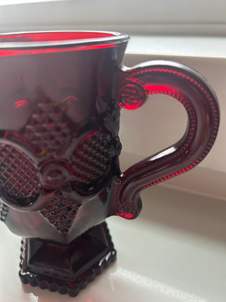 Vintage Avon 1876 Cape Cod Collection~Ruby Red~Footed/Pedestal Mug glass