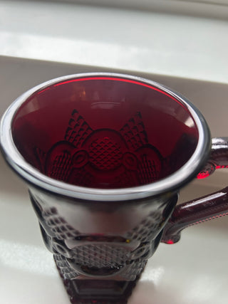 Vintage Avon 1876 Cape Cod Collection~Ruby Red~Footed/Pedestal Mug glass