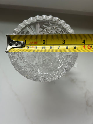 Vtg Hofbauer Byrdes W. Germany 24% Lead Crystal Cornucopia Etched Bird Vase