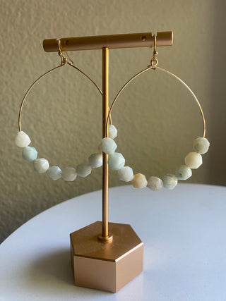 Large beaded stone earrings