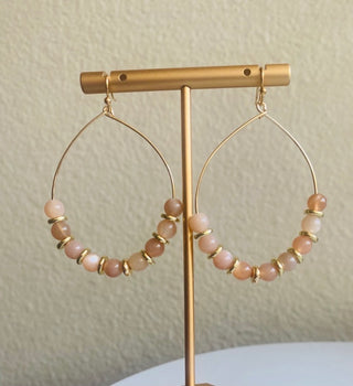 Peach moonstone earrings