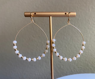 Pastel pink/gold beaded earrings