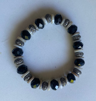 Black/silver/shell bracelet