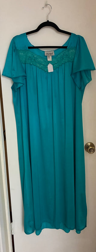 Vintage Anthony Richards Teal Lace Trim Nightgown – Size Large