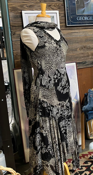 black & white beaded dress