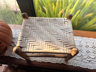 Vintage Hand Woven Oak Footstool Primitive Bench Rustic Shaker chair