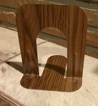 Vintage metal faux bois bookend