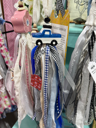 Blue Truck Salt Shaker Tassel