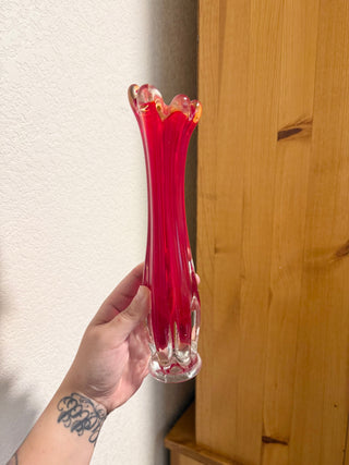 Vintage MCM Art Glass Swung Vase RSV