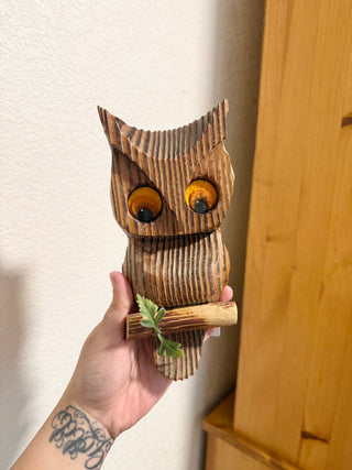 Vintage Wooden Owl Wall Decor RSV