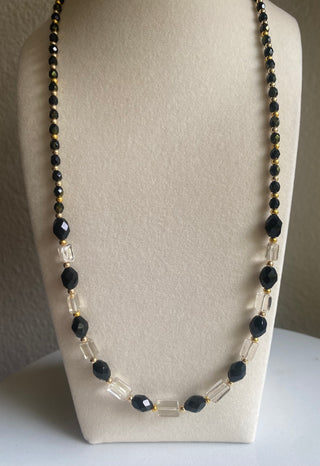 Black/gold/clear stone necklace
