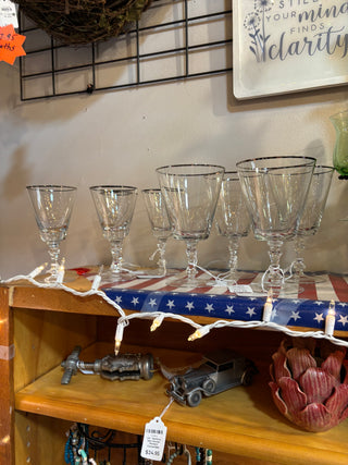 Set  4 Water Goblets Fostoria "Sheffield " Platinum Rim