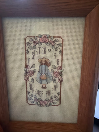 “A Sister Is a Forever Friend” Embroidered Framed Picture – 4.5" × 6.5"