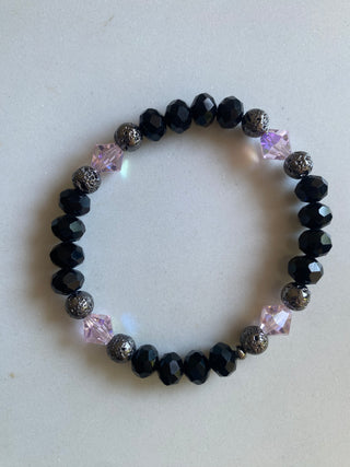 Black/silver/pink bracelet