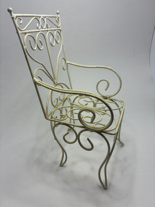 Miniature White Scrollwork Wire Chair
