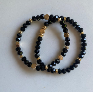 Black/gold bracelets, set of 2