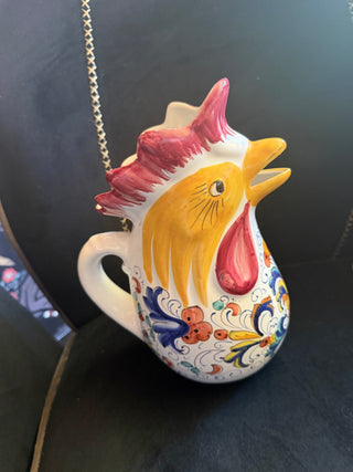 Vintage Pitcher/ Vase William Sonoma Deruta Hand Painted Rooster Italy VV