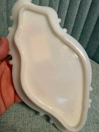 Ornate Milk Glass Candy/Butter/Jewelry Dish - MTS