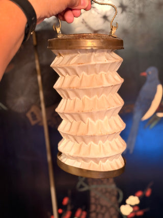 Mid-Century Brass Folding Travel Lantern – Opens to Approx. 13"