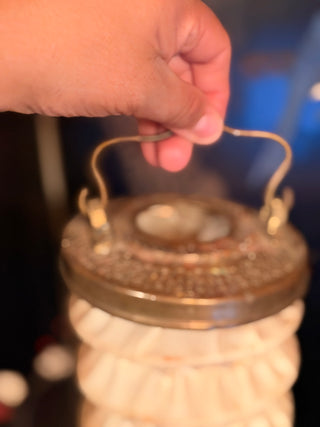 Mid-Century Brass Folding Travel Lantern – Opens to Approx. 13"