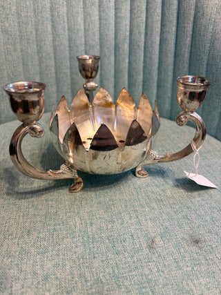 Lotus Candelabra 3 Arm Silverplate - RSV