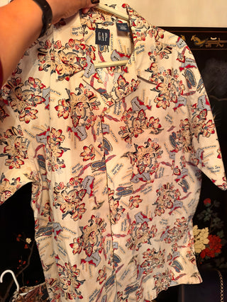 Vintage Gap Shirt Mens Large South Sea Islands Surf Beach Camp Collar 90's Y2K