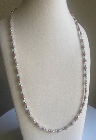 Purple/turquoise beaded necklace